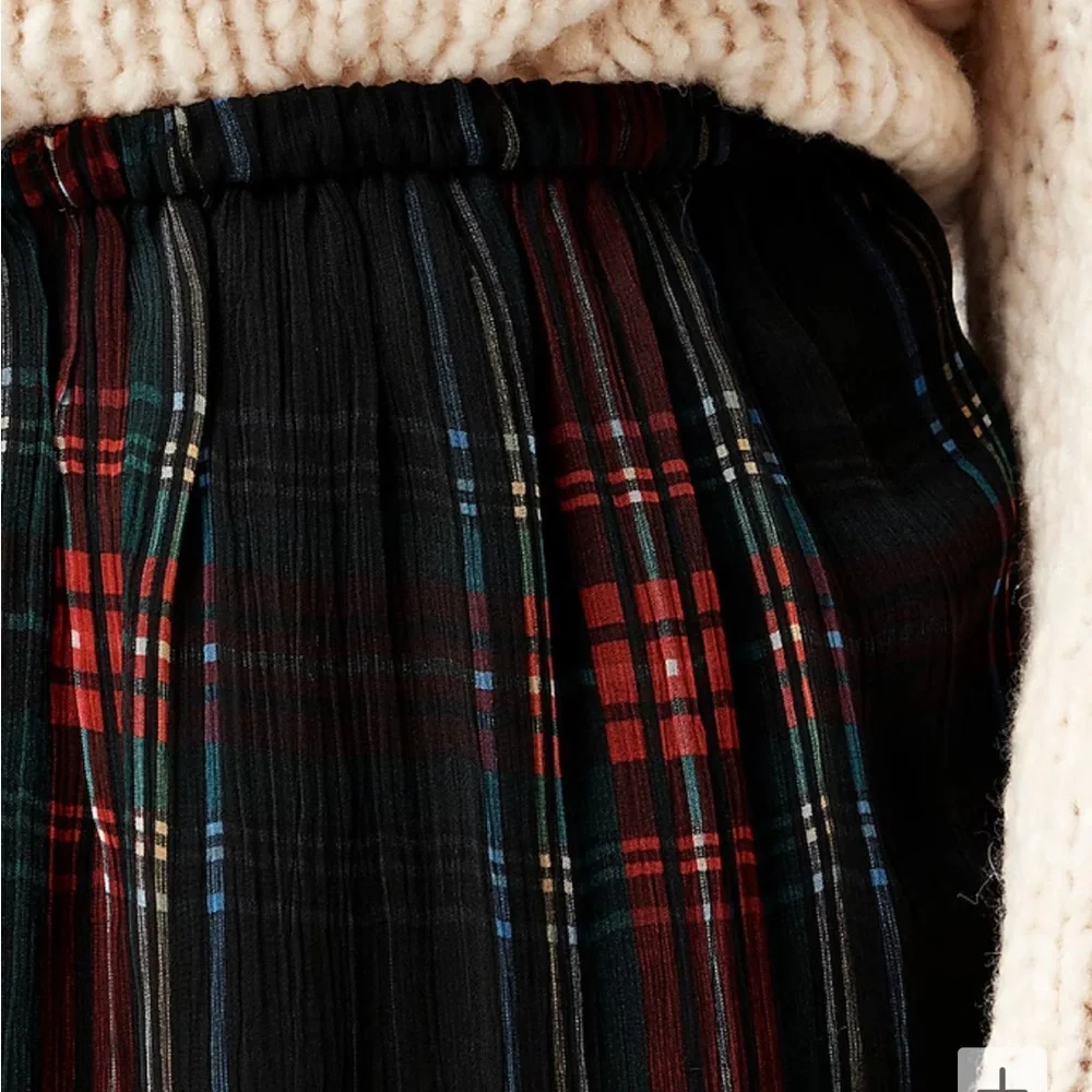 NWT J.Crew Gwen knee-length layered slip skirt in tartan crinkle chiffon (small) - Picture 2 of 4